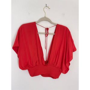 FREE PEOPLE Ava V-Neck Tie Back Top Size XL